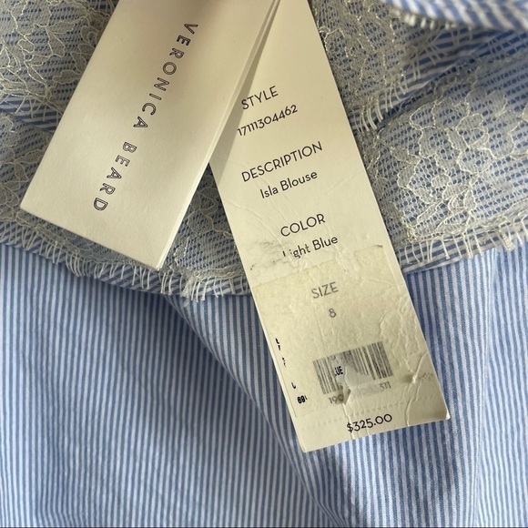NEW Veronica Beard Isla Ruffle One Shoulder Stripe Blouse - Picture 16 of 16